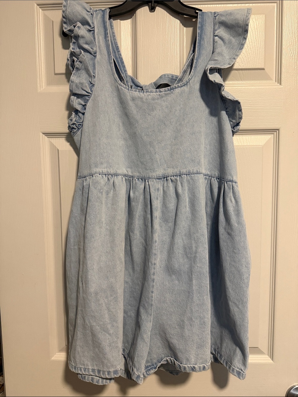 bohme Light Blue Denim Ruffle Sleeve Dress